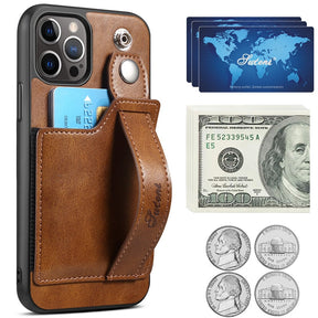 Case iPhone de Couro com Slot para Cartão e Alça Ajustável