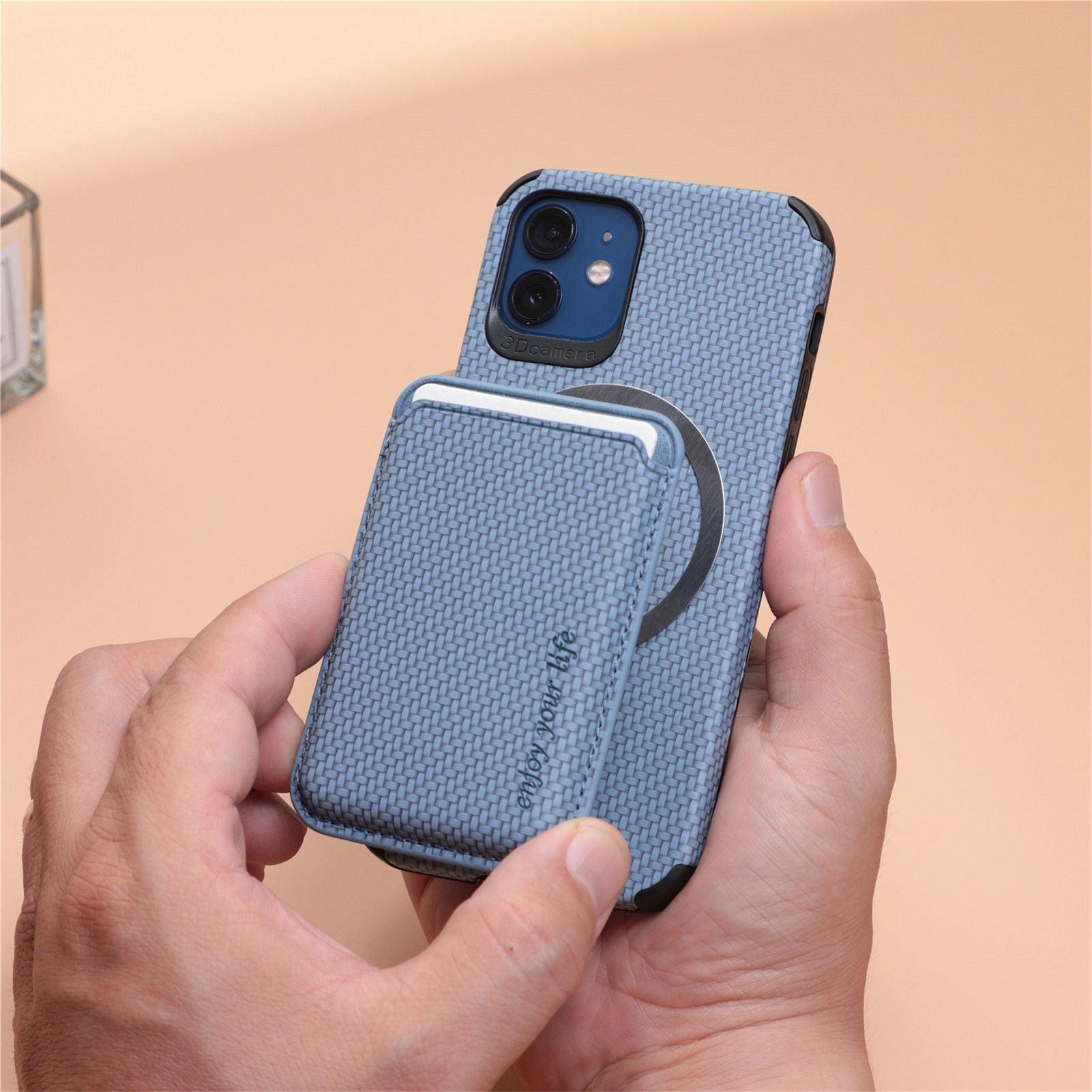 Case iPhone Malha de Silicone Respirável com Carteira Magnética 2 em 1