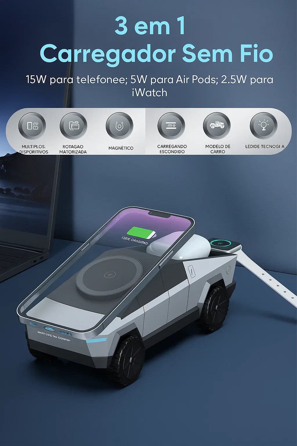 Estação De Carregamento 3 Em 1 Cybertruck